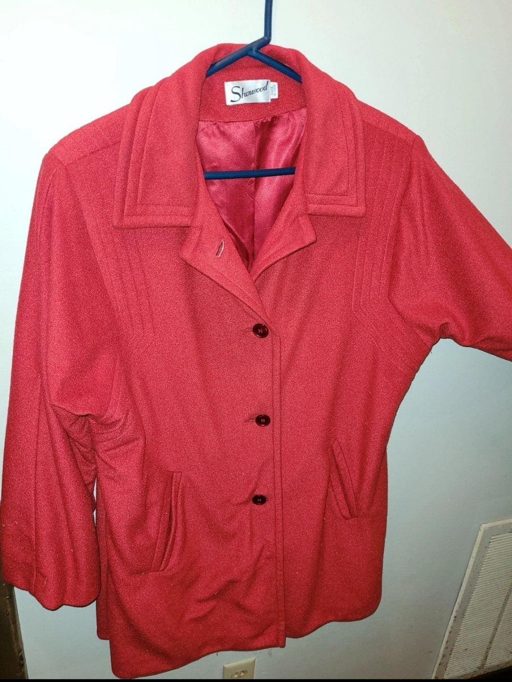 Red Women's Pea Coat - Tailored Button-Front